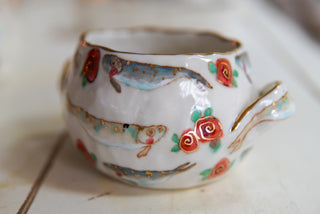 "Fish & Rosettes" Bowl with Handles