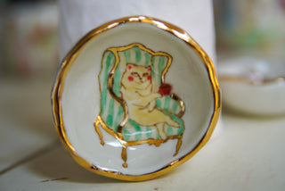 “Kitty and Red Mug” Ring Dish