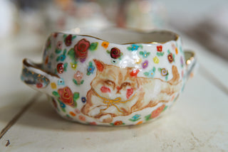 "Two Kitties" Bowl with Handles