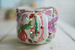 SECONDS: "Kitty & Two Turquoise Butterflies" 16 oz Mug