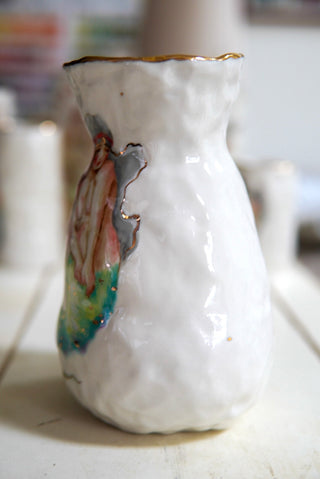 "Siren with Red Ribbon" 7" Vase