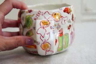 Orange Kitty & Pink Flamingo 17 oz Mug
