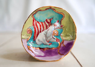 “Sleeping, Sitting Kitty” 4.5"Treasure Dish