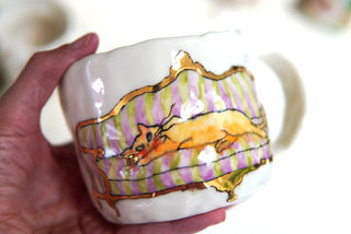 “Tabby on Purple Couch” 14 oz Large Mug