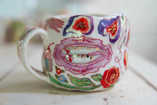 SECONDS: "Kitty & Two Turquoise Butterflies" 16 oz Mug