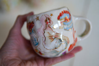 “Pink Siren, Striped Chair” 9 oz Mug