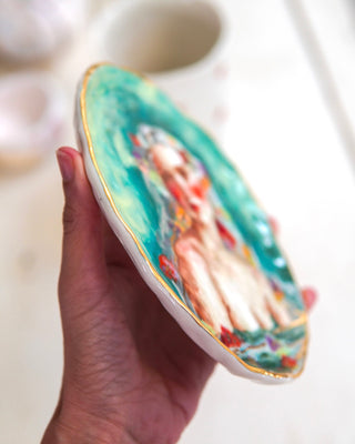 “Siren with Silver Hair” Large Porcelain Wall Painting