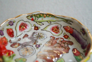 Kitty & Pink Bicycle Treasure Dish 4.6"
