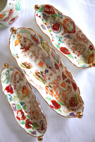 "Striped Kitty & Lamb" 10 in Candy Dish