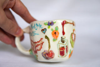 "Orange Kitty & Pear" 7 oz Teacup