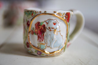 Kitty with Tea Portrait 9 oz Mug