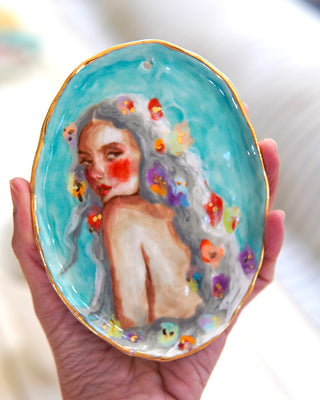 “Siren with Silver Hair” Porcelain Wall Painting
