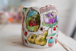"Kitty on Bench" 16 oz Mug
