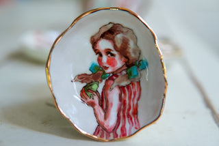 "Girl with Toad" Treasure Dish 3"