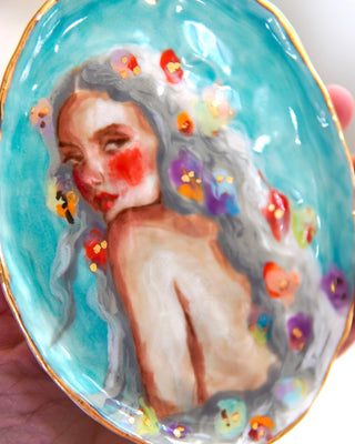 “Siren with Silver Hair” Porcelain Wall Painting