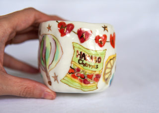 "Kitty & Gummy Cherries" 7 oz Teacup