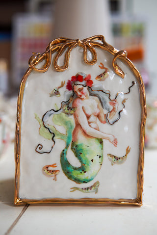 "Siren with Rose Crown" Porcelain Painting
