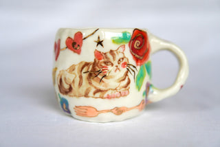 "Kitty & Gummy Cherries" 7 oz Teacup