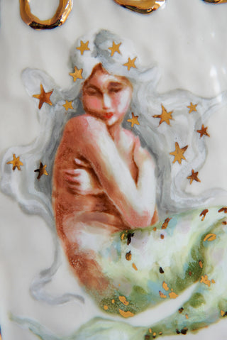 "Siren with Stars" Porcelain Painting