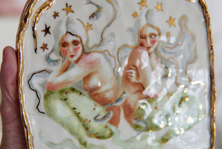 "Two Sirens" Porcelain Painting