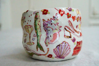 Orange Kitty & Pink Flamingo 17 oz Mug