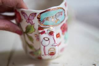 Kitty on Chair & Swan 16 oz Mug