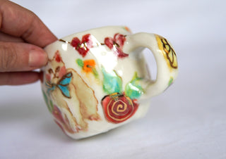 "Candy & White Kitty" 7 oz Teacup