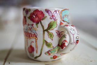 Kitty on Chair & Swan 16 oz Mug