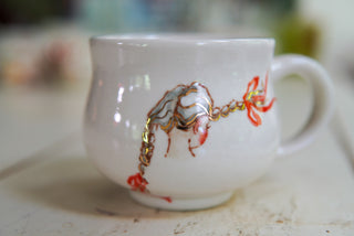 "Two Red Ribbons" Stoneware Mug