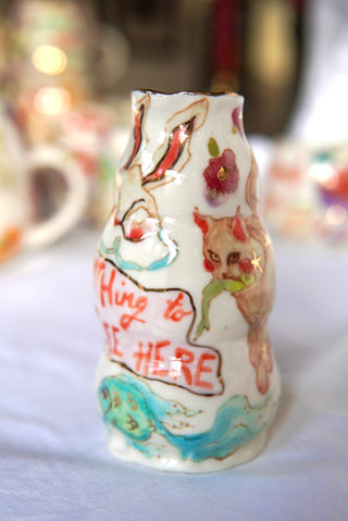 "Kitty & Her Green Fish" 7 oz Vase