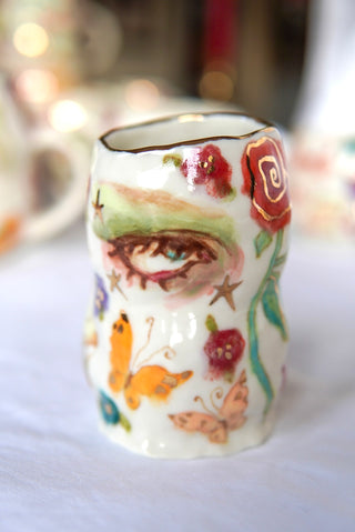 "Striped Kitty & Cupcake" 6 oz Vessel