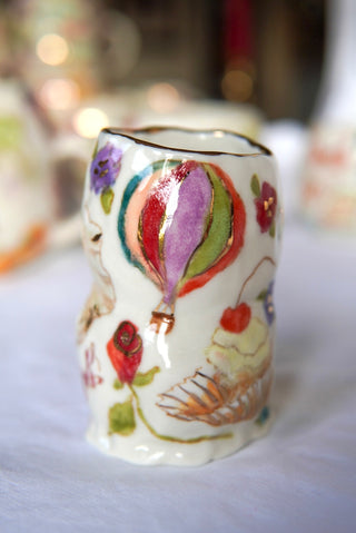 "Striped Kitty & Cupcake" 6 oz Vessel