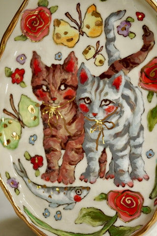 "Sisters" Porcelain Wall Painting 7.4"