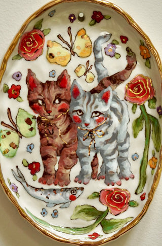 "Sisters" Porcelain Wall Painting 7.4"