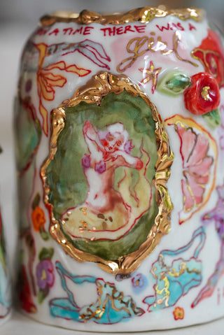 "Mermaid, Kitty, Mandarin" Vase 4.7" Tall