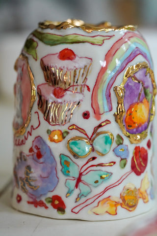 "Mermaid, Kitty, Mandarin" Vase 4.7" Tall