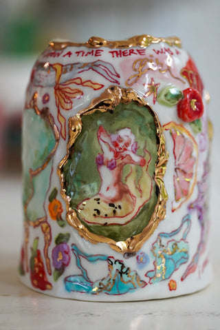 "Mermaid, Kitty, Mandarin" Vase 4.7" Tall