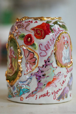 "Mermaid, Kitty, Mandarin" Vase 4.7" Tall