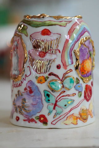 "Mermaid, Kitty, Mandarin" Vase 4.7" Tall