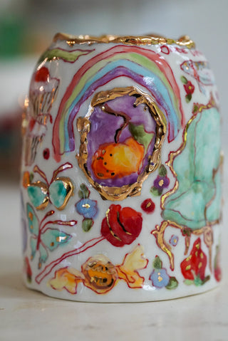 "Mermaid, Kitty, Mandarin" Vase 4.7" Tall