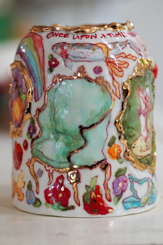 "Mermaid, Kitty, Mandarin" Vase 4.7" Tall