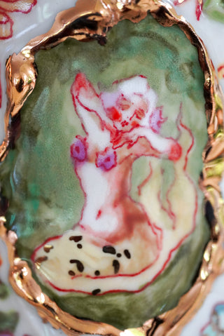 "Mermaid, Kitty, Mandarin" Vase 4.7" Tall