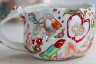 Orange Kitty, Pink Cake Mug 9 oz