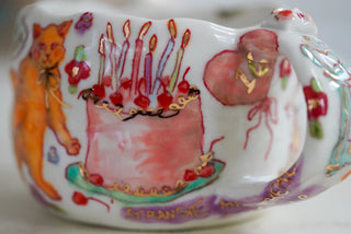 Orange Kitty, Pink Cake Mug 9 oz