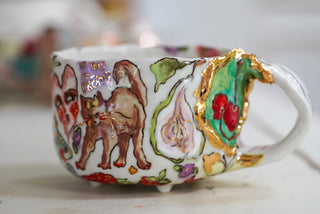 Venus & Two Cherries Footed Mug 13 oz