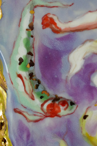 "Mermaid and Two Fish" Porcelain Painting 6.4" x 4.8"