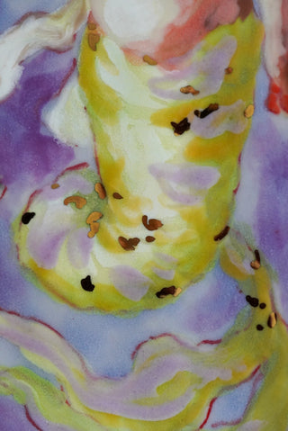"Mermaid and Two Fish" Porcelain Painting 6.4" x 4.8"