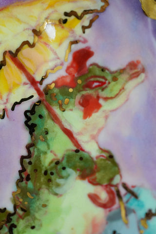 "Alligator Shopping" Porcelain Painting 4.7" x 3.5"