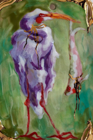 "Crane" Porcelain Painting 4.7" x 4"