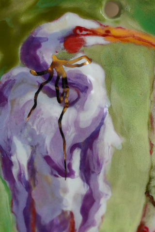 "Crane" Porcelain Painting 4.7" x 4"